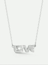 Livello Jewelry 14K Gold Plated 925 Sterling Silver Heart Cubic Zirconia LOVE Pendant Necklace For Women And Girls