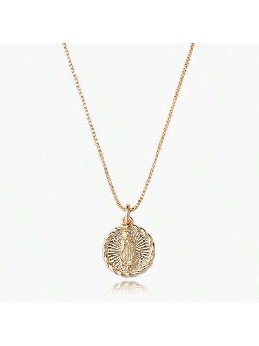 Gold-Plated Lady of Guadalupe Pendant Necklace – Adjustable Chain - Women's Faith-Inspired Jewellery"