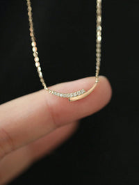 14K Gold-Plated Cubic Zirconia Arc Pendant Necklace – Women's Chain Jewellery, Perfect for Daily Wear.