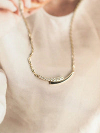 14K Gold-Plated Cubic Zirconia Arc Pendant Necklace – Women's Chain Jewellery, Perfect for Daily Wear.
