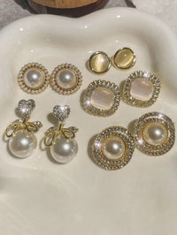 Crystal & Pearl Stud Earring Set – Rhinestone Earrings for Women.