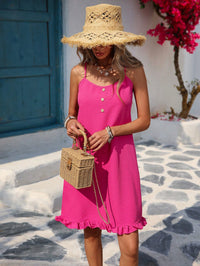 Women's Green Ruffle Strap Cami Dress – Lightweight Summer Beachwear