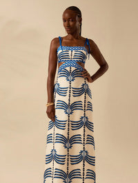 Bohemian Sleeveless Black Dress with Banana Tree Print – Hollow Waist & Back Tie Detail