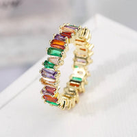 Rainbow Party Ring – Gold-Plated Vibrant Gemstone Band