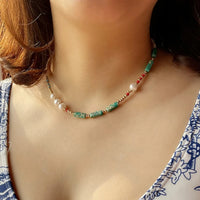 Pearl & Jade Bohemian Charm Necklace