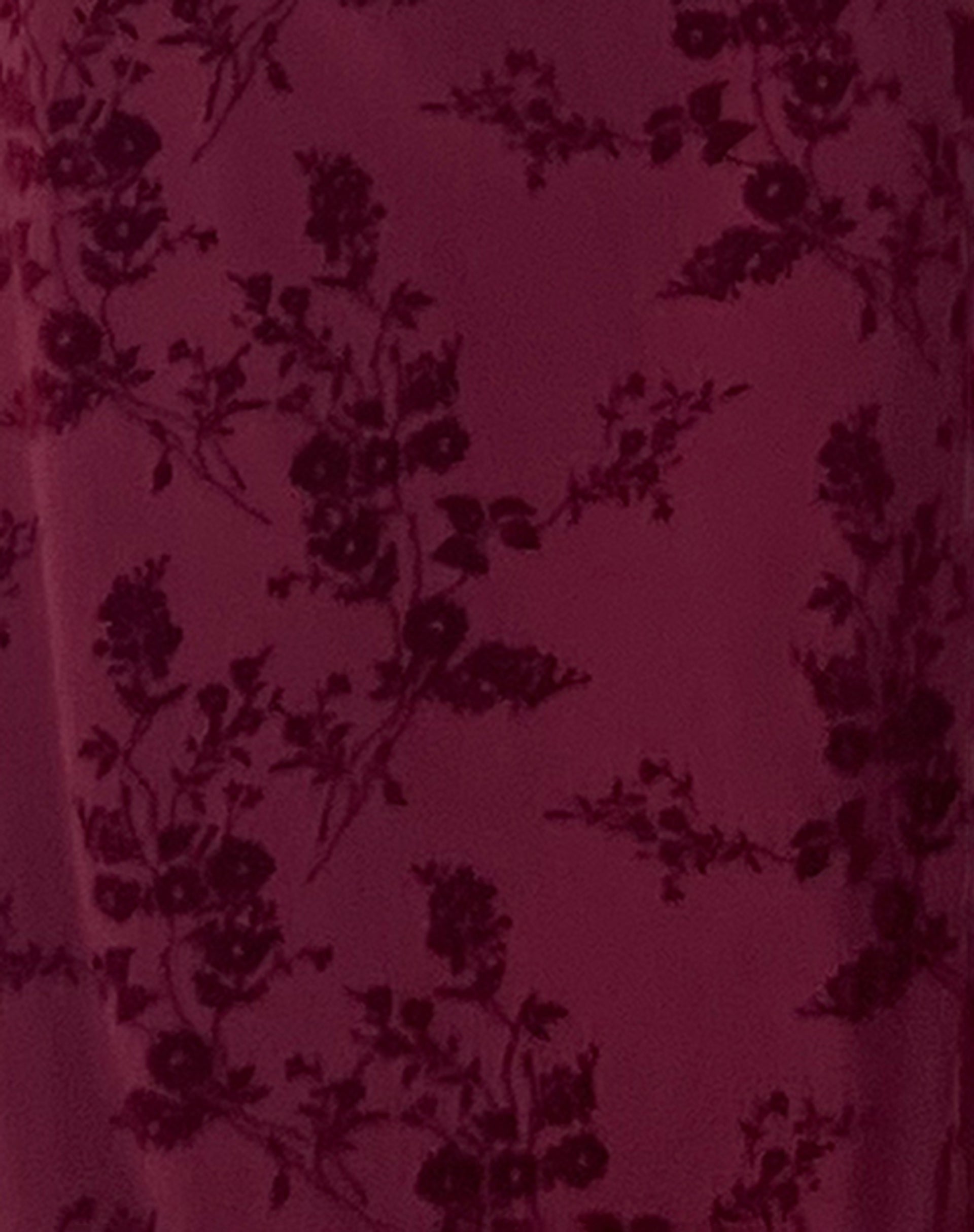 Botanical Flower Maroon Dress – Elegant Floral Print Dress
