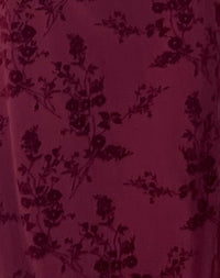 Botanical Flower Maroon Dress – Elegant Floral Print Dress