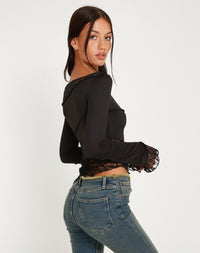 Lucca Black Lace Top – Elegant Women's Lace Blouse UK