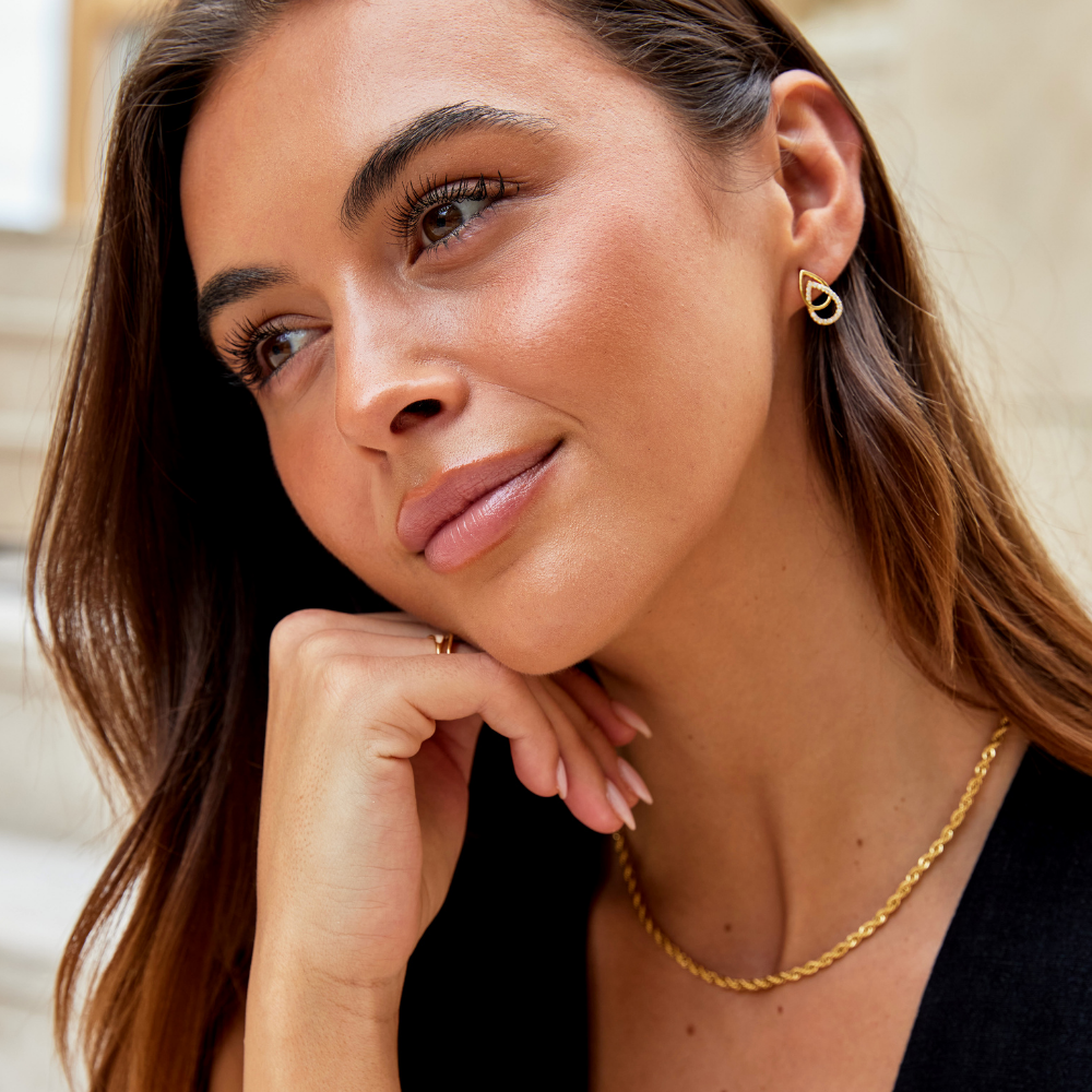 18K Gold Mara Teardrop Link Earrings