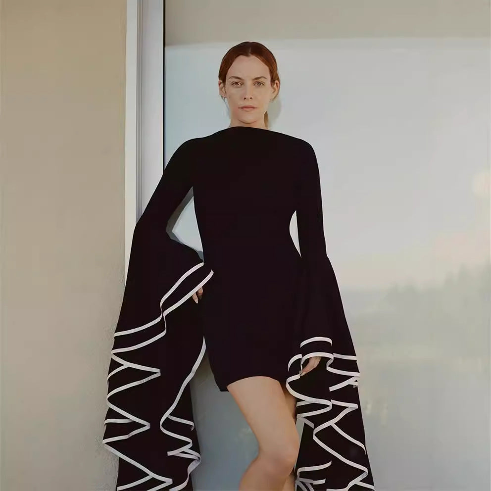 Large Lotus Leaf Sleeve Dress