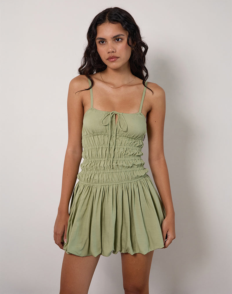 Rasmil Sage Green Bubble Mini Dress – Women's Party Dress