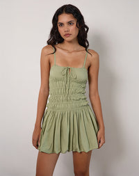 Rasmil Sage Green Bubble Mini Dress – Women's Party Dress