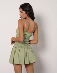 Rasmil Sage Green Bubble Mini Dress – Women's Party Dress