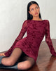 Botanical Flower Mini Maroon Dress – Chic Floral Print Dress