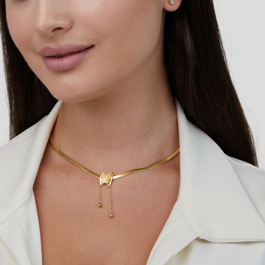 18K Gold Butterfly Pendant Necklace