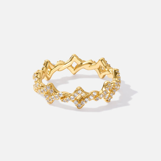 Twisted Crystal Crown Ring – 18k Gold with Sparkling Crystals