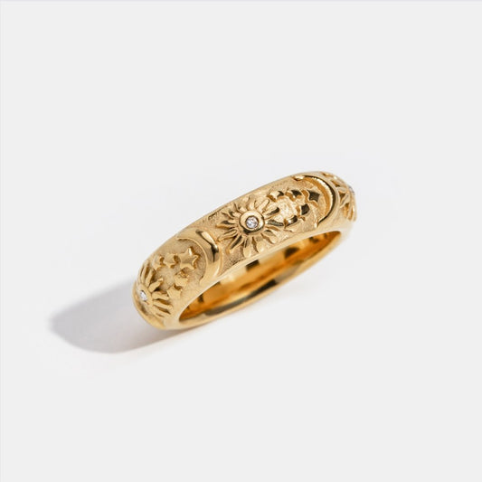 18K Gold Celestial Starry Ring – Adjustable Stellar Design