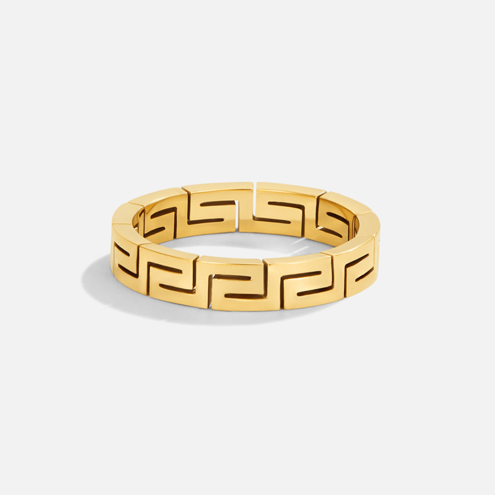 18K Celestine Gold Hollow Ring