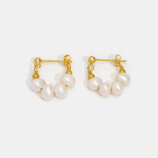 18K CELINE PEARL HOOP EARRINGS