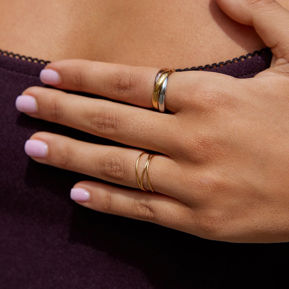 18K Gold Three-Toned Loop Ring
