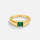 Elegant Gold-Plated Ring with Emerald Gemstone