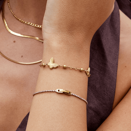 18K Emilia Golden Butterfly Bracelet – Sparkling Crystals