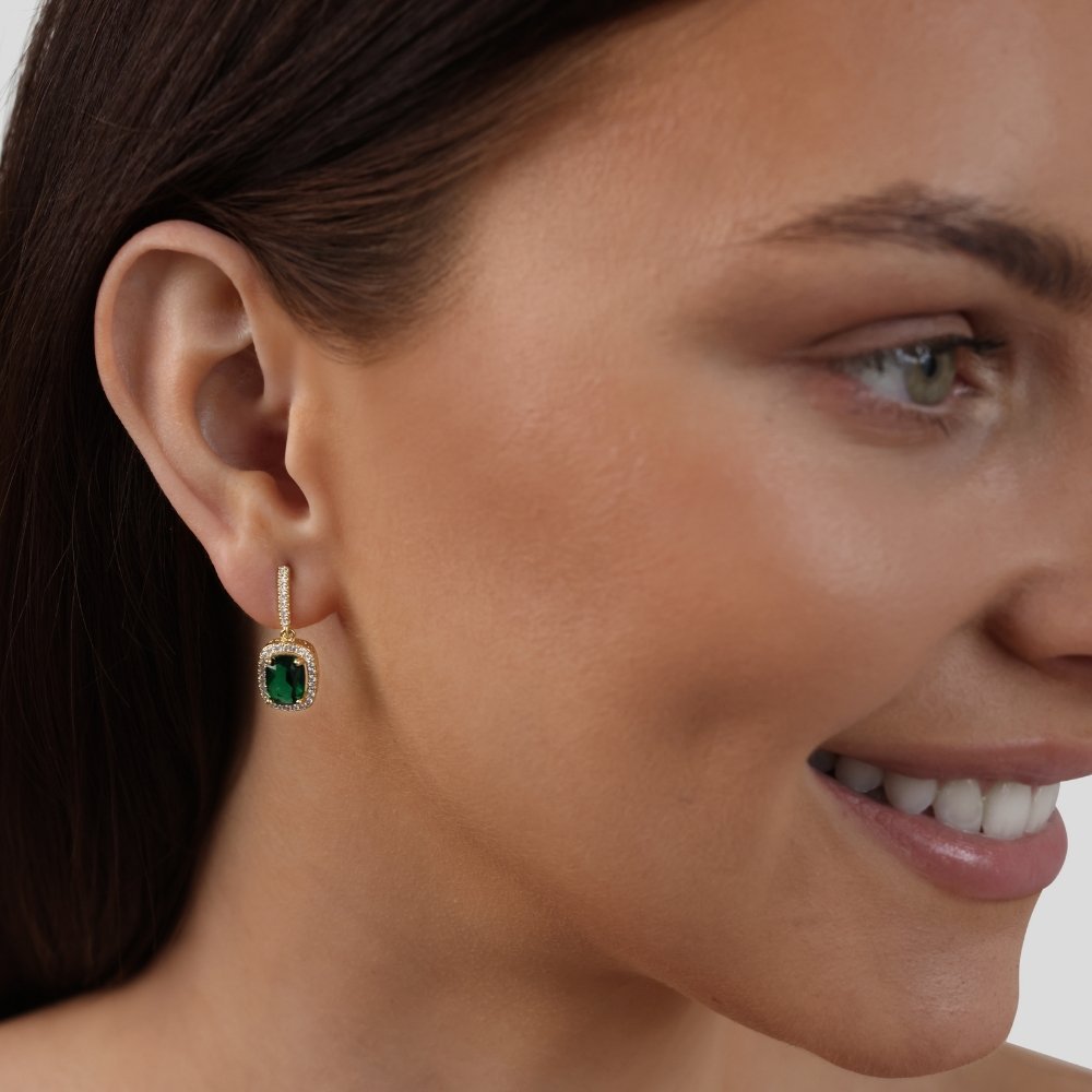18K Gold Evergreen Crystal Earrings