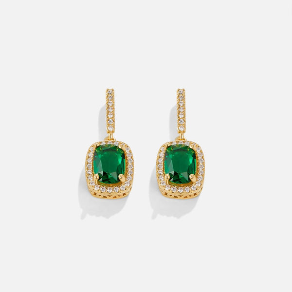 18K Gold Evergreen Crystal Earrings