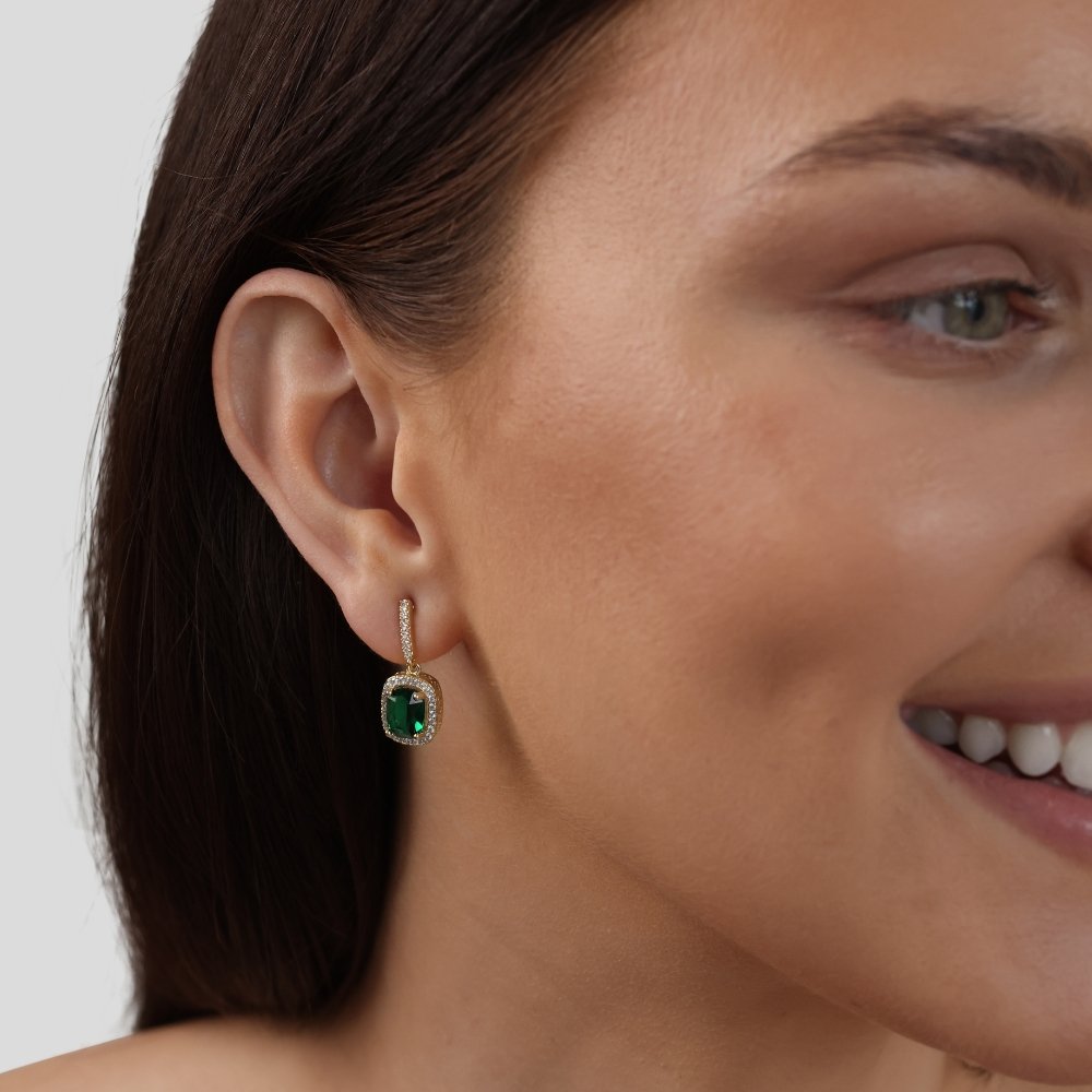 18K Gold Evergreen Crystal Earrings