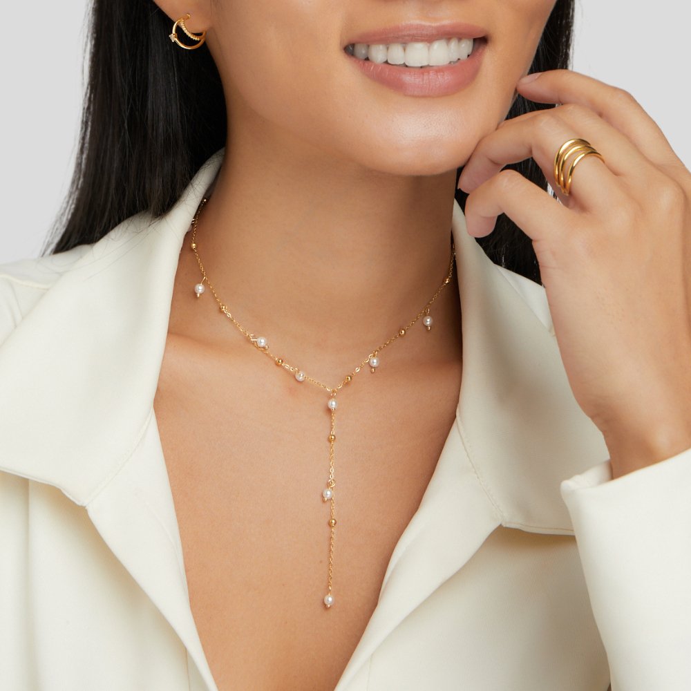 18K LARIAT DROP NECKLACE