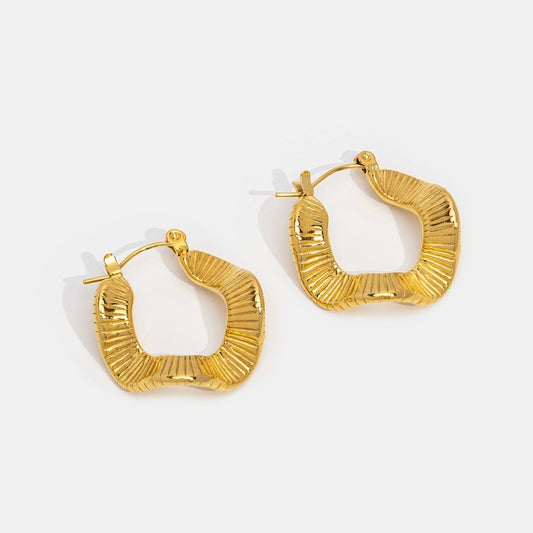18K GEOMETRIC WAVE GOLD HOOP EARRINGS