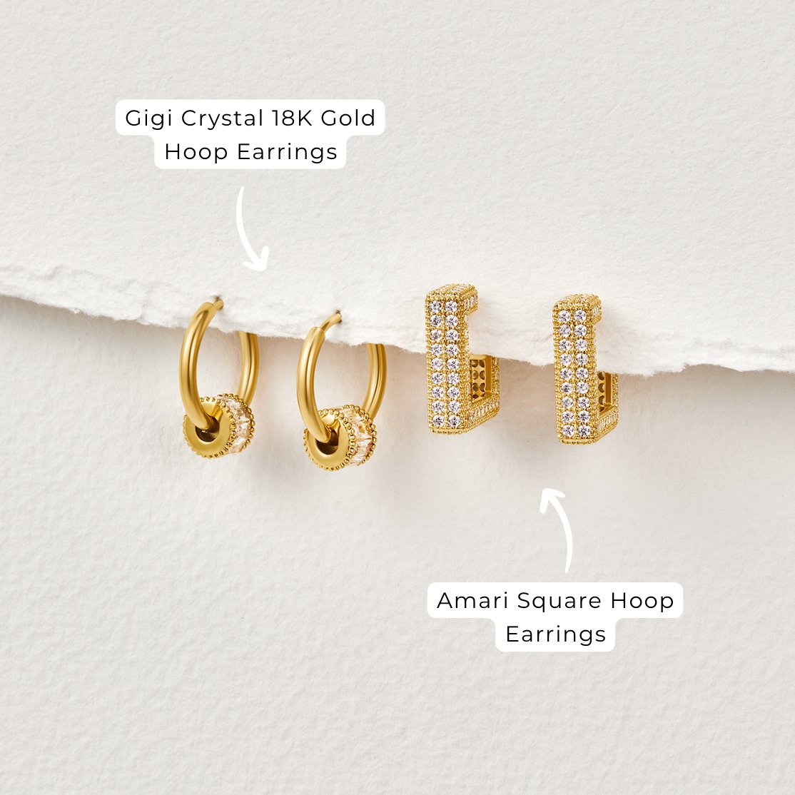 18K Gold Gigi Crystal Hoop Earrings