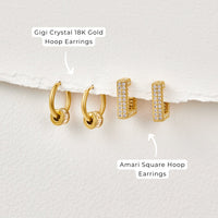 18K Gold Gigi Crystal Hoop Earrings