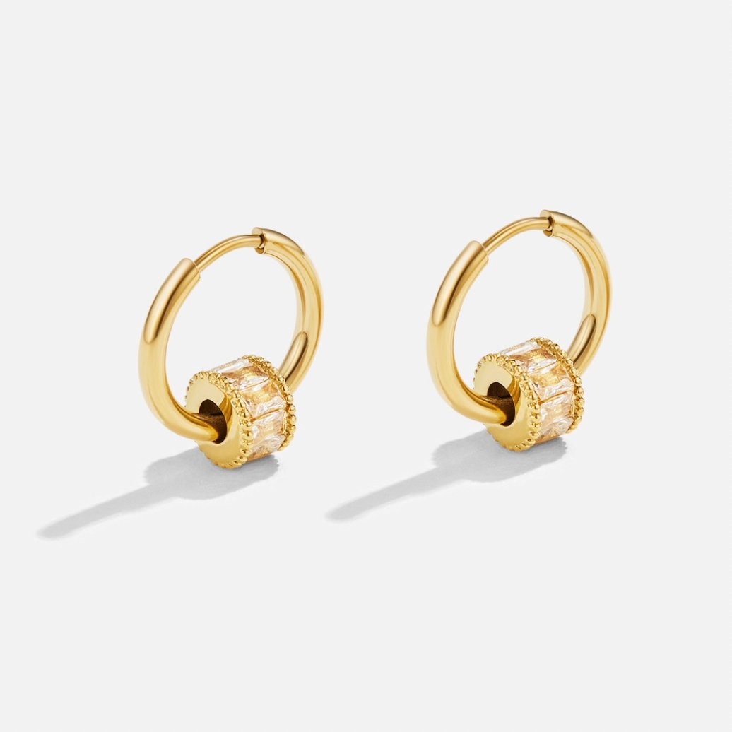 18K Gold Gigi Crystal Hoop Earrings