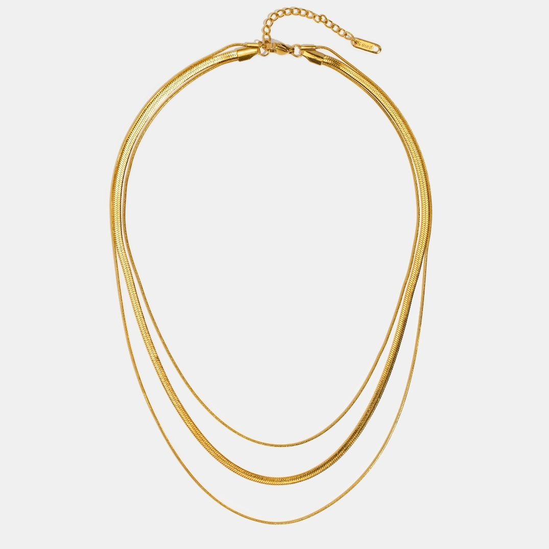 18K Gold Multi-Layered Chain Necklace