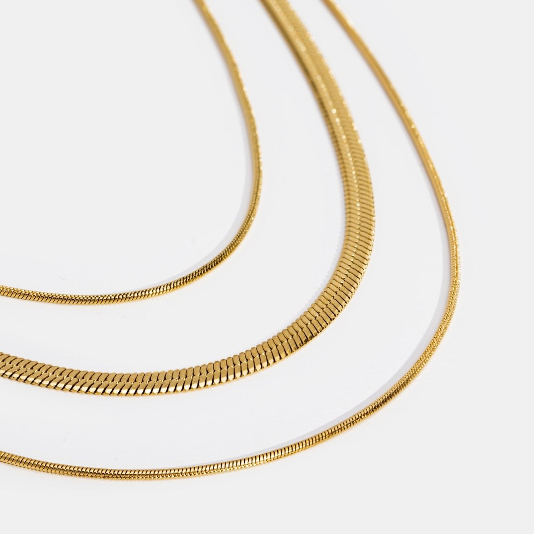 18K Gold Multi-Layered Chain Necklace