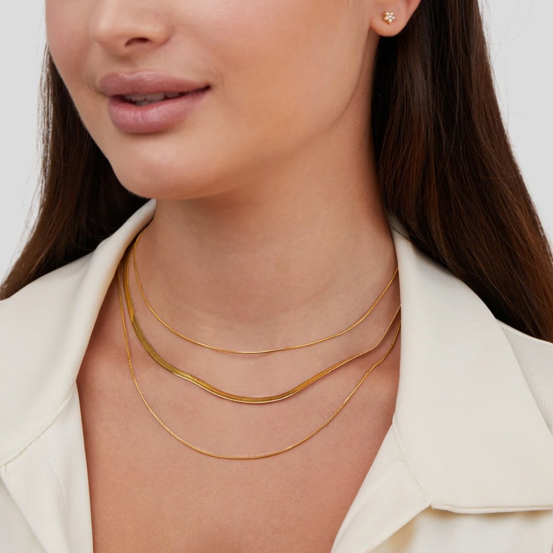 18K Gold Multi-Layered Chain Necklace
