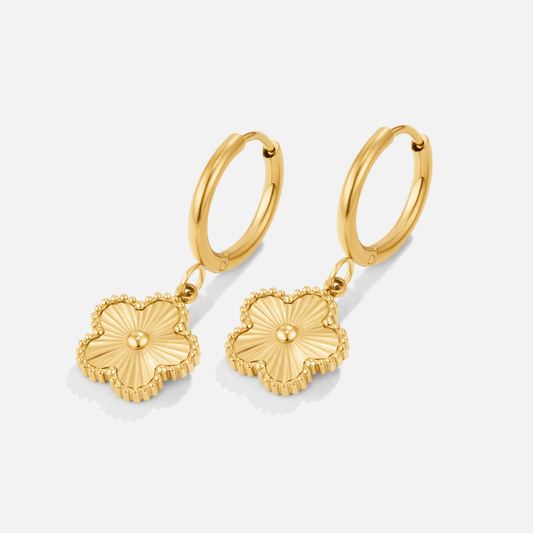Elegant Gold-Plated Clover-Shaped Hoops