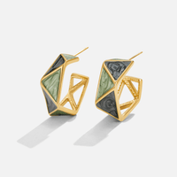 Green Atlantis Hoop Earrings – Elegant Gold-Plated Earrings