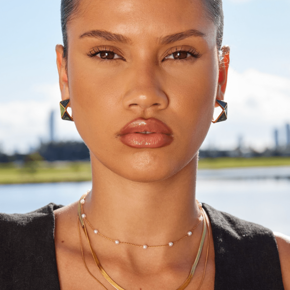 Green Atlantis Hoop Earrings – Elegant Gold-Plated Earrings