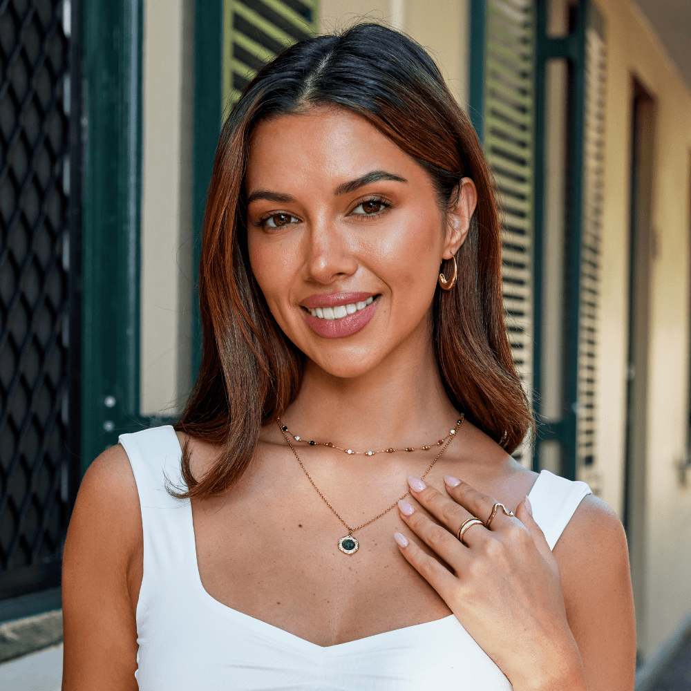 18K Gold Green Aventurine Coin Necklace