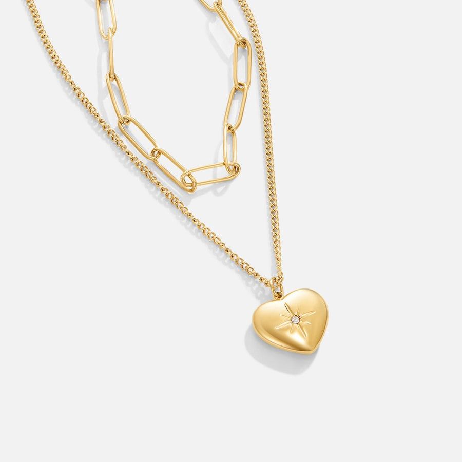 18K Heart Paperclip Necklace