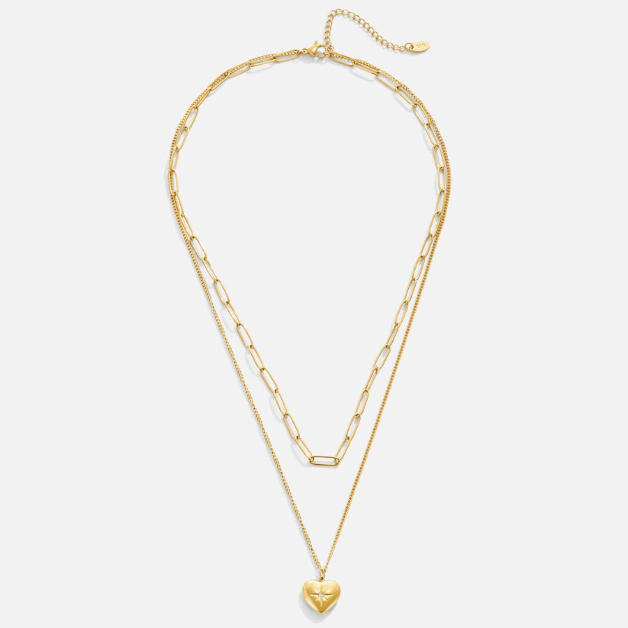 18K Heart Paperclip Necklace