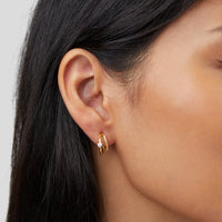 18K Gold Layered Crystal Hoop Earrings
