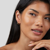 18K Gold Layered Crystal Hoop Earrings