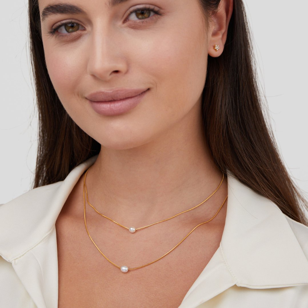 18K Gold Layered Freshwater Pearl Necklace