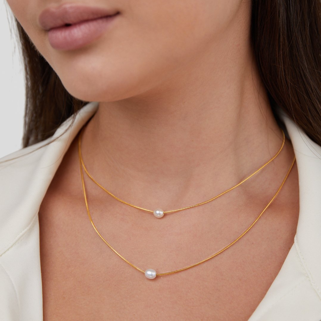 18K Gold Layered Freshwater Pearl Necklace