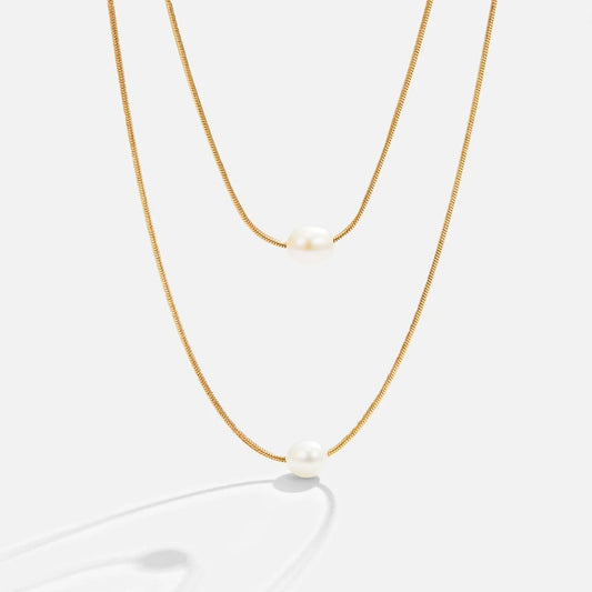 18K Gold Layered Freshwater Pearl Necklace