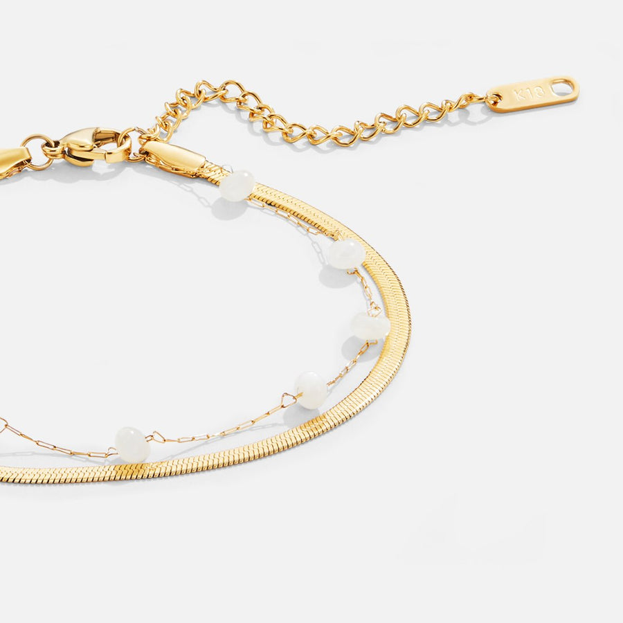 18K Layered Snake Chain Gold Anklet