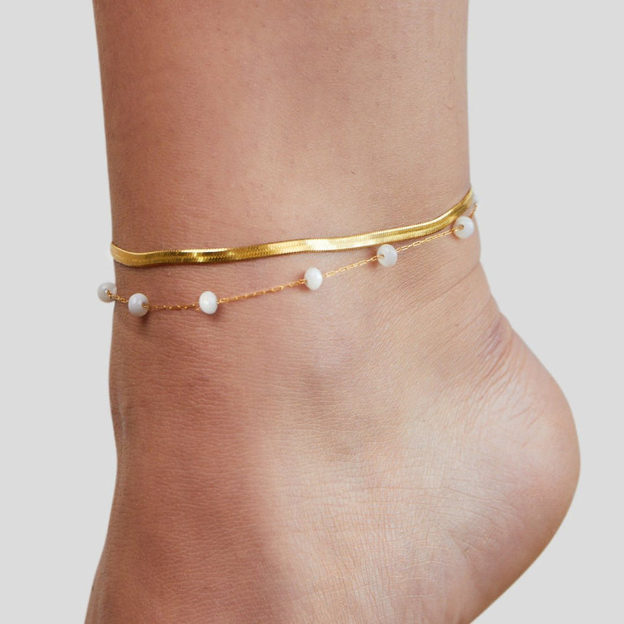 18K Layered Snake Chain Gold Anklet
